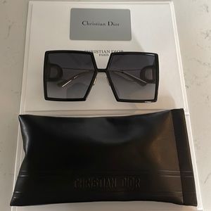 Brand new black and gold Christian Dior 30 Montaigne sunglasses.